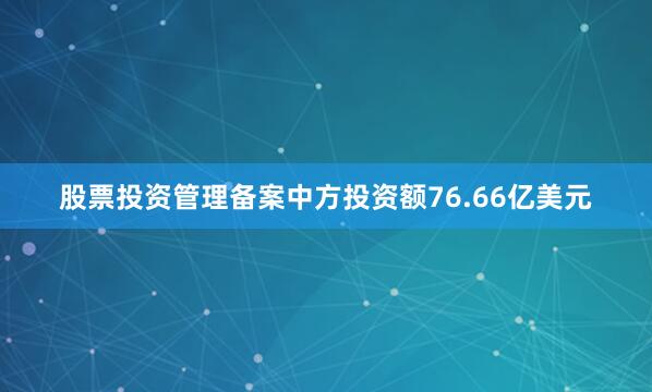 股票投资管理备案中方投资额76.66亿美元